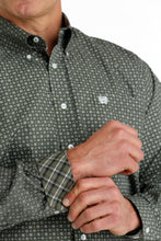 Cinch Men's Olive Geometric Print Button-Down Shirt