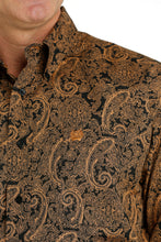 Cinch Black/Gold Paisley Print Button-Down Shirt for Men