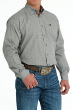 Cinch Men's Gray/White/Navy Diamond Print Button-Down Shirt