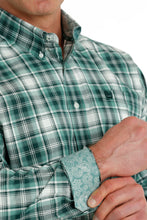 Cinch Turquoise/White Plaid Button-Down Shirt for Men