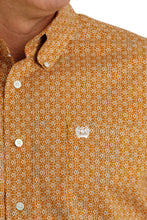 Cinch Gold/White Geometric Print Button-Down Shirt for Men