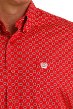 Cinch Red/White Medallion Print Button-Down Shirt for Men