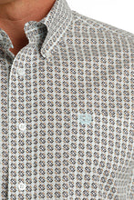 Cinch Men's Brown/Tan Multi Geometric Circle Print Button-Down Stretch Shirt