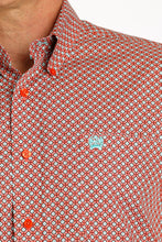 Cinch Red & Turquoise Geometric Diamond Print Button-Down Shirt for Men