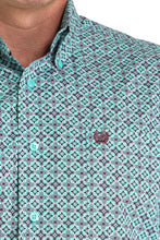 Cinch Men's Turquoise Geometric Print Button-Down Shirt