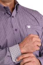 Cinch Men's Purple/White Geometric Print Button-Down Shirt