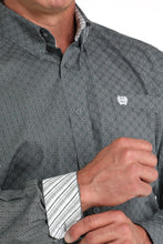 Cinch Men's Gray/White Geometric Print Button-Down Shirt