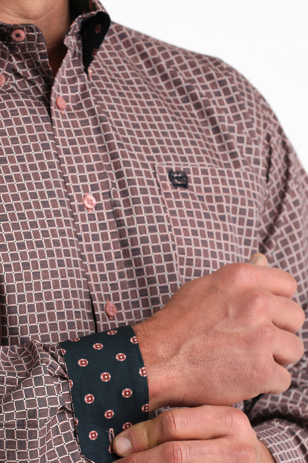 Cinch Men's Burgundy/Pink Weave Print Button-Down Shirt Pard's Western Shop Cinch Men's Burgundy/Pink Weave Print Button-Down Shirt Pard's Western Shop