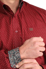 Cinch Men's Burgundy Print Button-Down Stretch Shirt