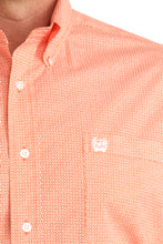 Cinch Men's Orange Geometric Print Button-Down Stretch Shirt
