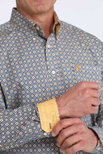 Cinch Men's Royal Blue/Gold Geometric Print Button-Down Shirt