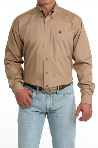 Pard's Western shop  Cinch Men's Solid Khaki Button-Down Shirt