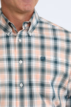 Cinch Coral/Teal Plaid Button-Down Shirt for Men