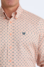 Cinch Men's Coral Geometric Print Button-Down Shirt
