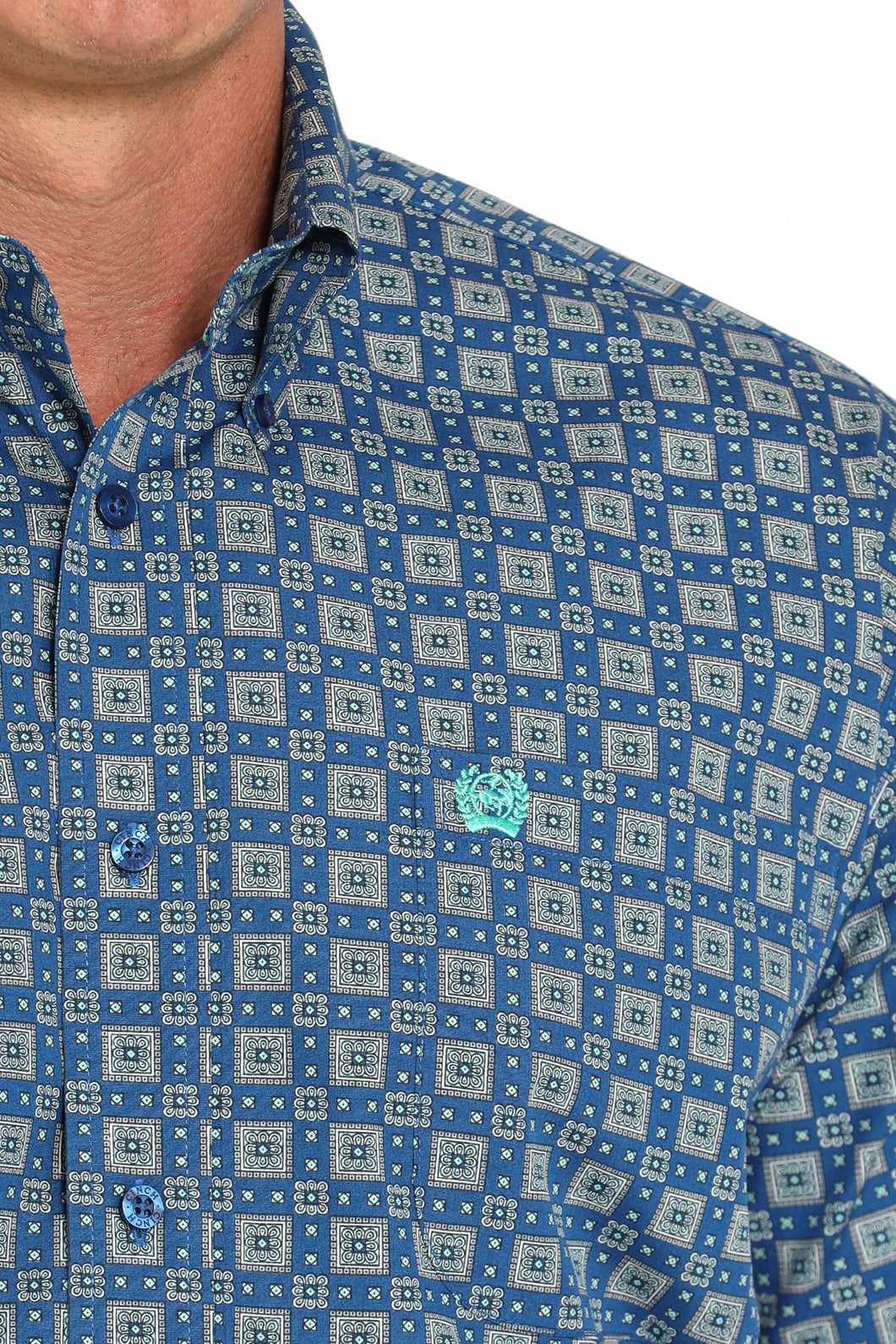 Cinch Men's Royal Blue Geometric Print Short Sleeve Button-Down Shirt Pard's Western Shop Cinch Men's Royal Blue Geometric Print Short Sleeve Button-Down Shirt Pard's Western Shop