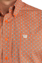 Cinch Men's Orange Geometric Print Short Sleeve Button-Down Shirt