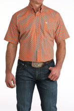 Pard's Western Shop Cinch Men's Orange Geometric Print Short Sleeve Button-Down Shirt
