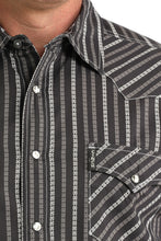 Cinch Men's Brown Stripe Print Modern Fit Western Snap Shirt