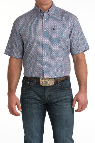 Pard's Western shop Cinch Men's Lilac/Blue Print Short Sleeve ArenaFlex Button-Down Shirt