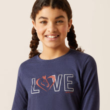 Ariat Heather Navy "Love Horses" Long Sleeve T-Shirt for Girls
