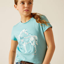Ariat Turquoise "Little Friend" Horse with Bird Graphics Tee for Girls