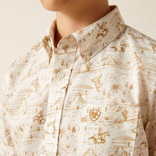 Ariat Edison Tan Desert Cowboys Print Short Sleeve Button-Down Classic Fit Shirt for Boys