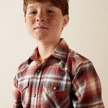Ariat Boys Harper Retro Classic Fit Rust Plaid Snap Western Flannel Shirt
