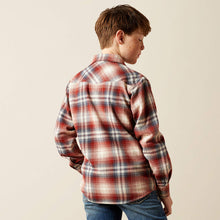 Ariat Boys Harper Retro Classic Fit Rust Plaid Snap Western Flannel Shirt
