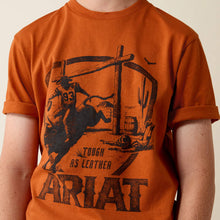 Ariat Boys Orange "Tuff As Leather" Bull Rider/Football Graphics T-Shirt
