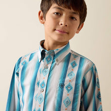 Ariat Boys Powers Blue/Grey Vertical Serape Print Button-Down Shirt