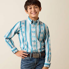 Pard's Western Shop Ariat Boys Powers Blue/Grey Vertical Serape Print Button-Down Shirt