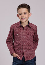 Pard's Western Shop Roper Apparel Boys Red Vertical Aztec Print Western Snap Shirt