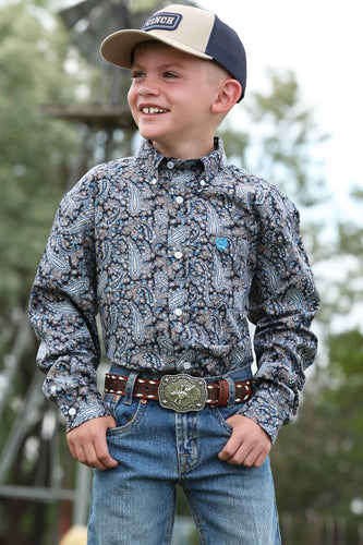 Pard's Western Shop Cinch Boys Multi Color Paisley Print Button-Down Shirt