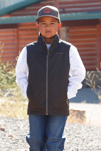 Pard's Western shop Cinch Boys Brown Herringbone Bonded Vest