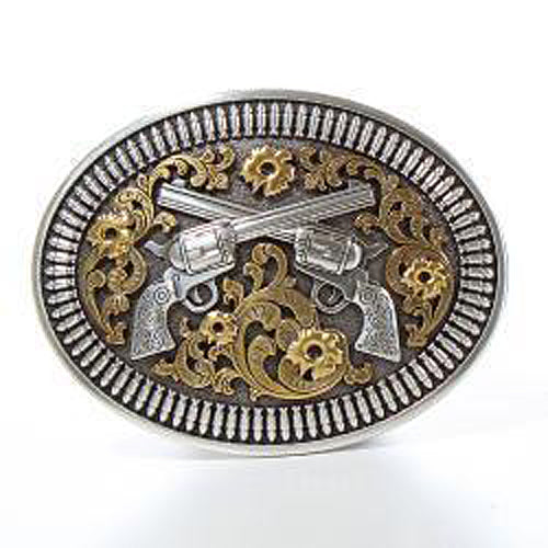 Nocona Two Revolvers Oval Buckle