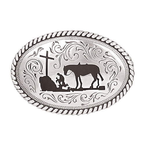 Pard's Western Shop Nocona Oval Cowboy Praying Buckle