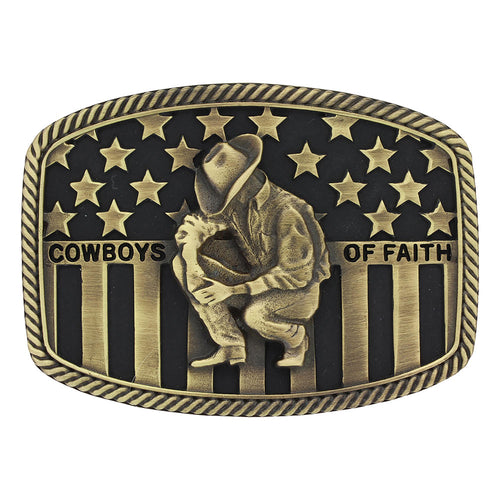 Pard's Western Shop Montana Silversmiths Cowboys of Faith Heritage Flag Attitude Buckle