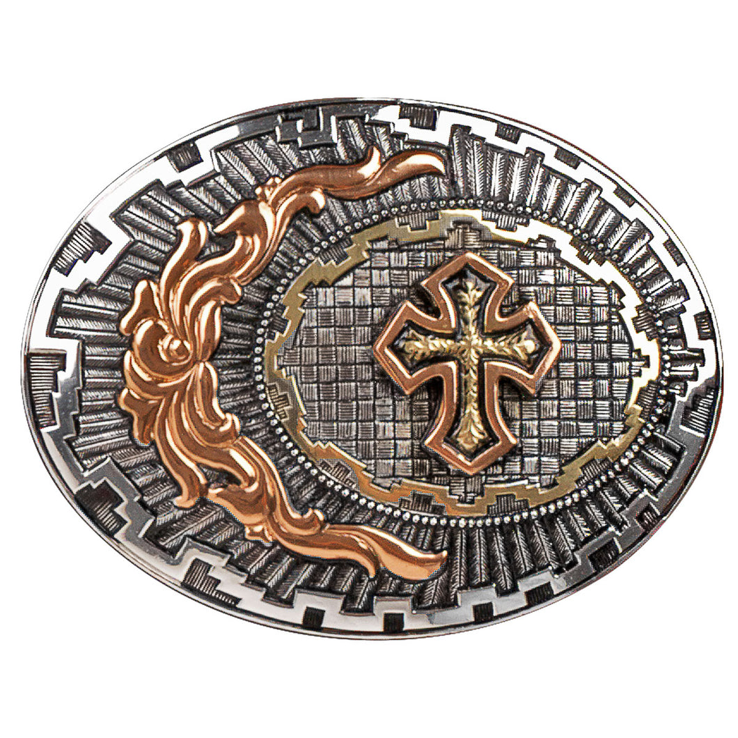 Pard's Western Shop Crumrine Multi Colored Oval Cross Buckle