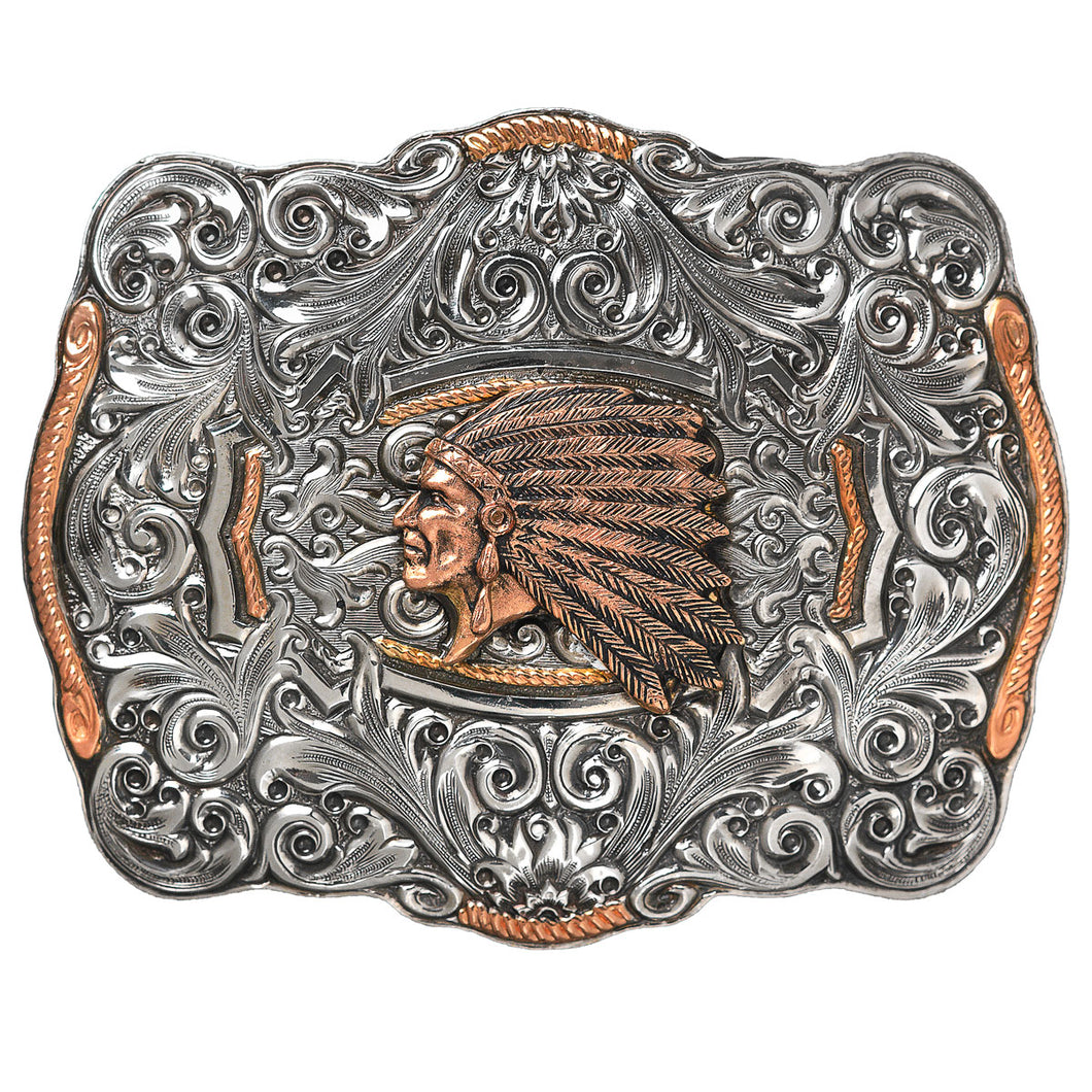 Pard's Western Shop Crumrine Rectangle Indian Chief Buckle