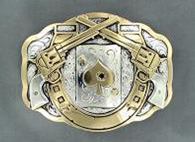 Crumrine Double Barrel Ace of Spades Buckle