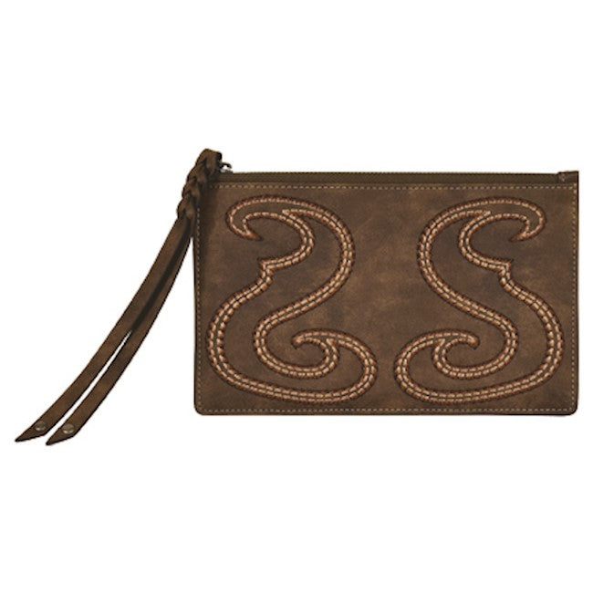 Pard's Western Shop Women's Tony Lama Weathered Brown Boot Stitched Slim Wallet Organizer