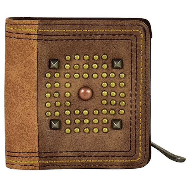 Pard's Western Shop Justin Brown Small Wallet with Mixed Metal Studs
