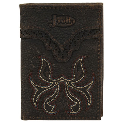 Pard's Western Shop Justin Brown Boot Stitched Trifold Wallet