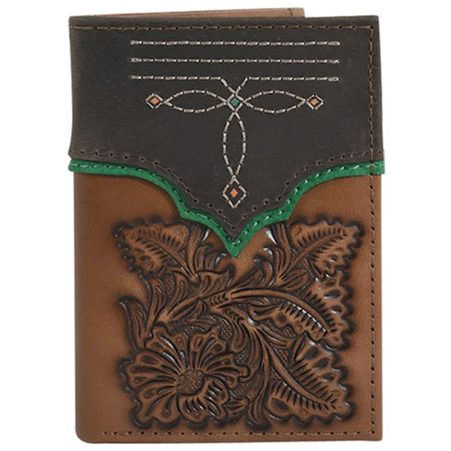 Pard's Western Shop Justin Brown Classic Tooled Trifold Wallet