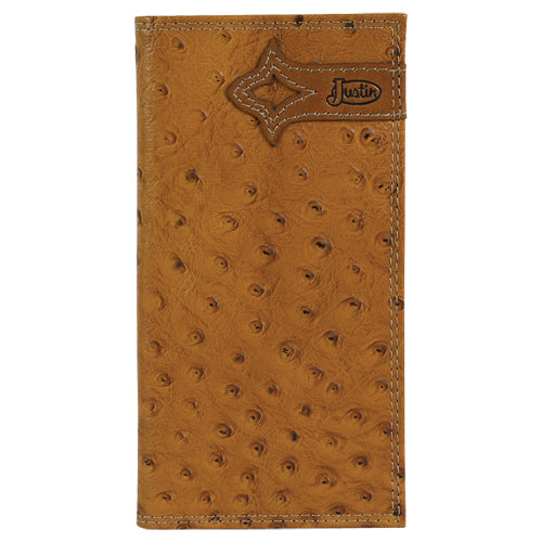 Pard's Western Shop Justin Brown Ostrich Print Rodeo Wallet