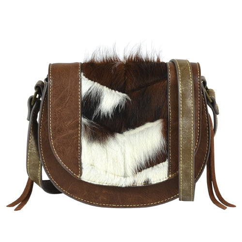 Tony Lama Brown Saddle Bag Purse with Hair-On Accents  display picture 1