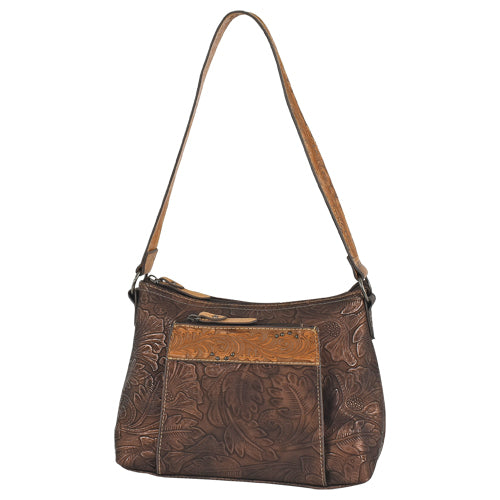 Pard's Western Shop Tony Lama Bronzed Floral Emobossed Shoulder Bag