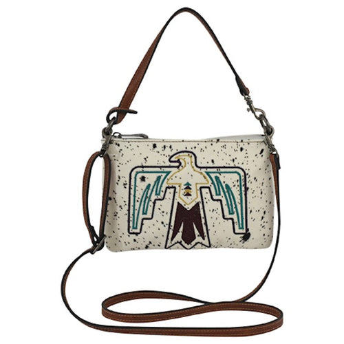Pard's Western Shop Justin White Hair On Mini Shoulder Bag/Crossbody with Thunderbird Embroidery