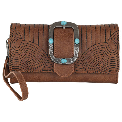 Pard's Western Shop CatchFly Brown Clutch Wallet with Wristlet
