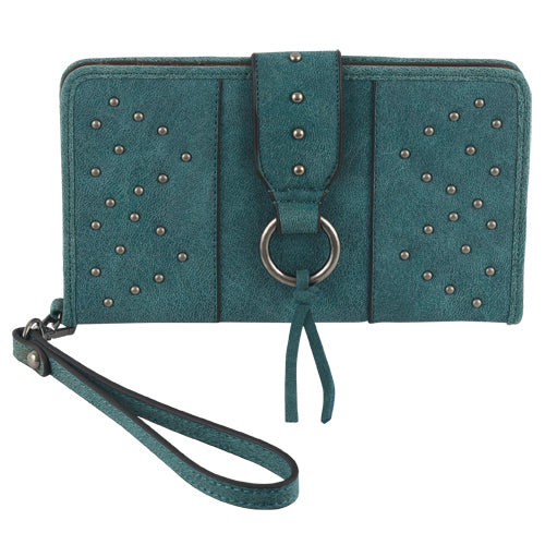 Pard's Western Shop Justin Turquoise Wristlet Wallet with Silver Studs